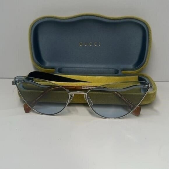 - NEW Gucci GG1006S Cat Eye Sunglasses – Silver / Light Blue 100% AUTHENTIC - Picture 5 of 11